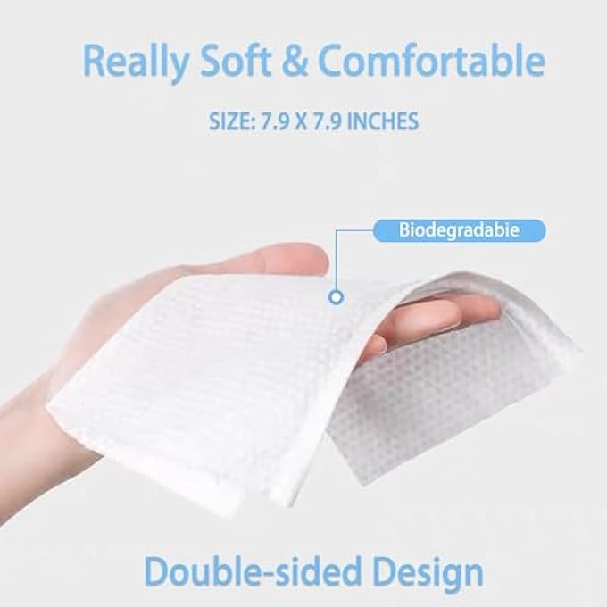 NALACAL FACE TOWEL, DISPOSABLE FACIAL TOWELS MAKE UP COTTON TISSUES WIPES FOR FACE LINT FREE FOR SENSITIVE SKIN FACE MAKEUP (3 * 100 COUNT) - Image 3